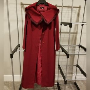 New Red Hidden Button Long Coat (Size: Medium)